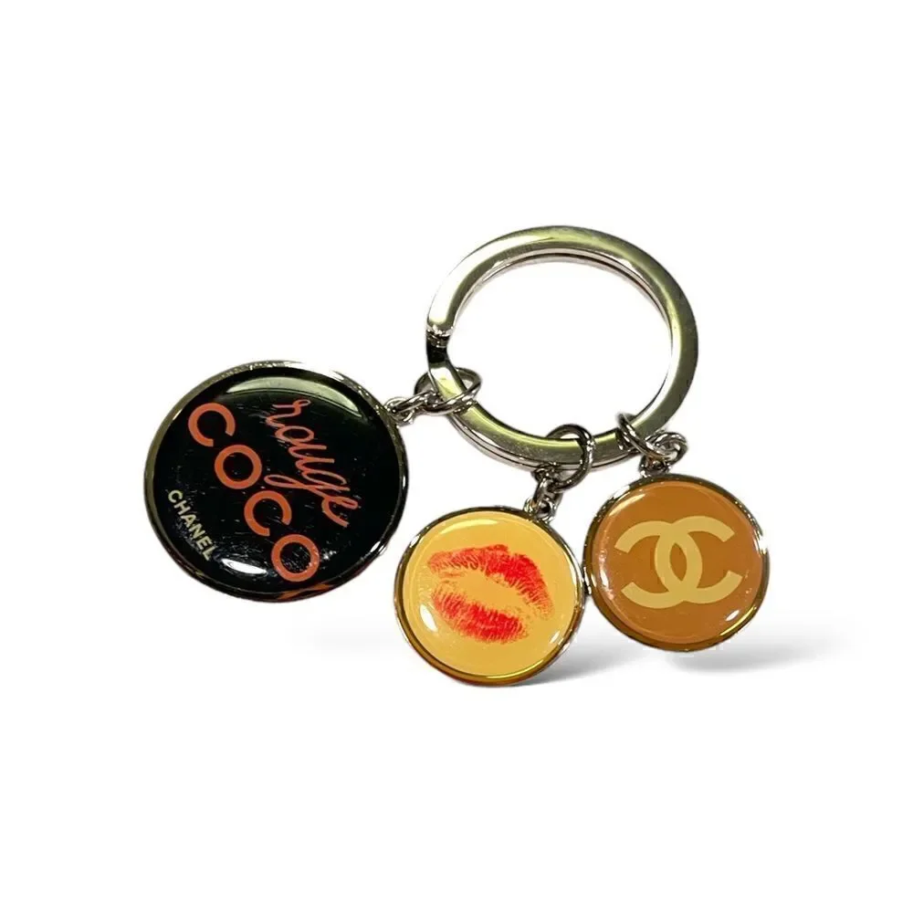 Authentic CHANEL COCO 3 Charm CC Logo Keychain/Key Holder
